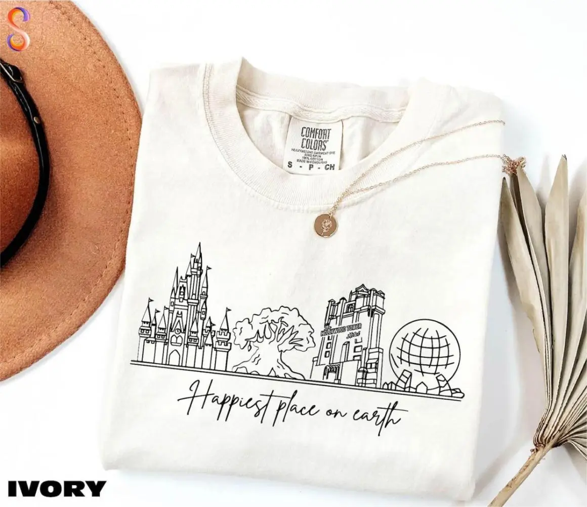 Comfort Colors/Gildan Shirt Happiest Place On Earth T-Shirt, Magic Kingdom Shirt, Disneyland Shirt, Magical World Shirt, [Tshirt, Magic Kingdom, Magic theme, WDW Family Match shirt