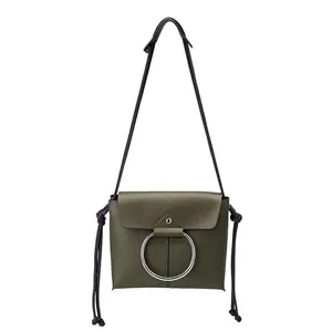 Melie Bianco Women's Vegan Leather Dillen Crossbody & Shoulder Bag - Adjustable Strap, Ring Detail Hardware, Olive Color