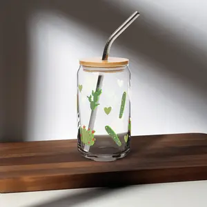 Succulent Design Coffee and Matcha Glass Cup