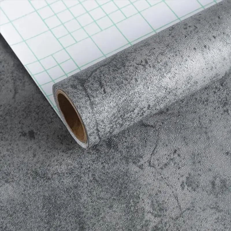 AOZEY Retro Cement Pattern Self-adhesive Wallpaper Peel And Stick Artificial Industrial Gray Concrete Contact Paper 23.6x393.7 Inches Waterproof Oil Prevention Matte Texture Home Decor