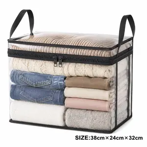 Large Clear Thick Plastic Storage Box with Hinged LidHeavy-Duty Durable High-Capacity Organizer for Home, Moving, Attic
