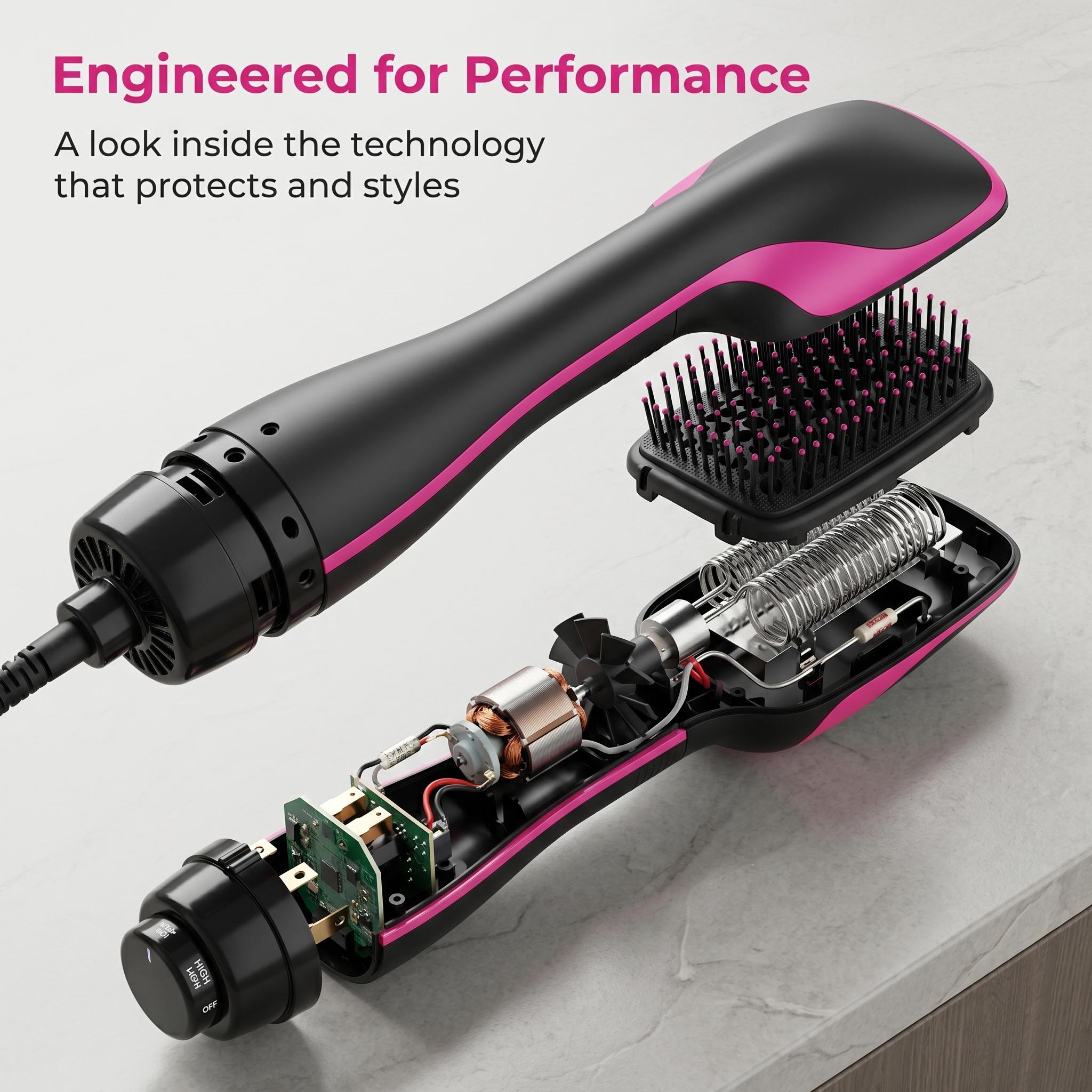 2 in 1 Hair Dryer Brush & Straightener Brush, Hair Dryer and Styler, Negative Ion Blow Dryer Brush, Hot Air Brush Detangles, Dries, Smooths, Reduce Frizz & Static