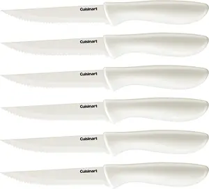 Cuisinart C55-6PCSW Advantage Color Collection 6-Piece Ceramic Coated Steak Knife Set, White
