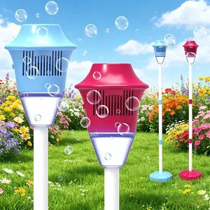 Light & Music Bubble Machine, Automatic Outdoor Bubble Blower, Suitable for Boys and Girls. Perfect summer toy for garden and patio, creative birthday gift. Bubble solution and 3 AA batteries are not included, please prepare them yourself.