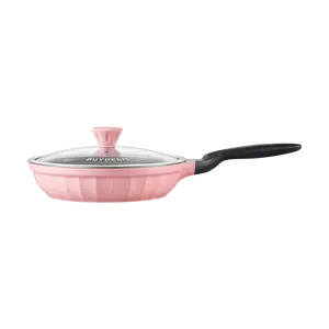 BUYDEEM 26cm Non-Stick Frying Pan, Pink, Healthy Cooking, Easy Clean, Low Smoke, PFOA-Free