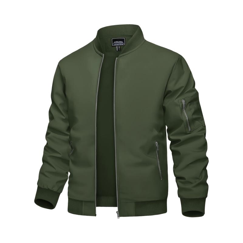 Men's Classic Thermal Bomber Jacket - Lightweight, Soft, Warm, and Windproof with Multi-Pockets, Stand Collar, and Zipper Closure - Perfect for Dating, Running, Party, Working, and Daily Wear in Spring and Fall Seasons