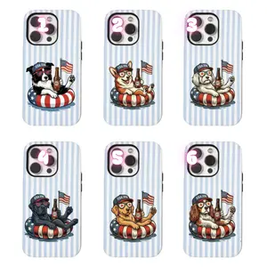 Dog Funny 4th of July Phone Case, USA 250th Anniversary Patriotic Dog Lover Gift, Funny 4th of July Dog Graphic Printed Tough Cover
