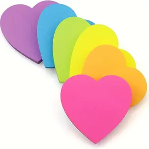 Heart Shaped Self Sticky Post Note, 6 Counts/set Creative Adhesive Stickers for Notebooks Bible Study School Office Supplies Sticky Label