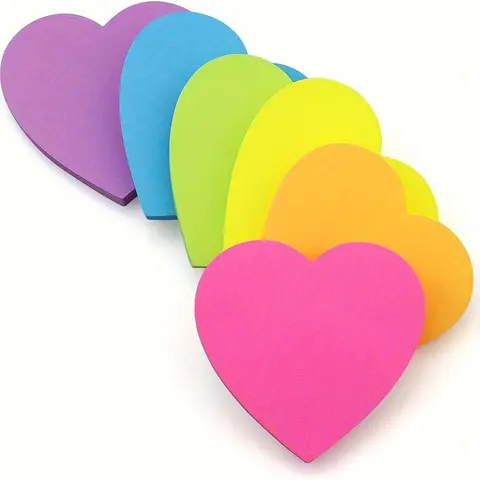Heart Shaped Self Sticky Post Note, 6 Counts/set Creative Adhesive Stickers for Notebooks Bible Study School Office Supplies Sticky Label, Sticky Notes