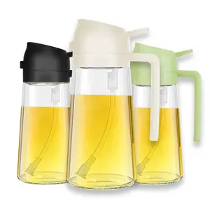 3PCS White Black Green Glass Oil Bottle Spray Pour Dual Use Gravity Open Close Drip Proof Oil Proof 3D Wide Angle Precise Oil Control Kitchen Condiment Dispenser