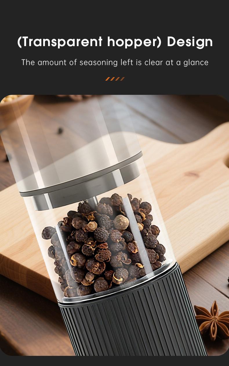 Automatic Salt and Pepper Grinder, Rechargeable Electric Spice Mill, LED Light Base, Large Capacity, Adjustable Coarseness, Self-Adjusting, Kitchen Utensils Set, New Year Gift, Home Kitchen