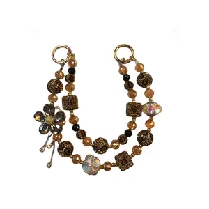 New Leopard Print Rich Woman Mobile Phone Charm Handmade Beaded Handbag Pendant Affordable Luxury Fashion Original Heavy Industry Phone Stand Ring Wholesale