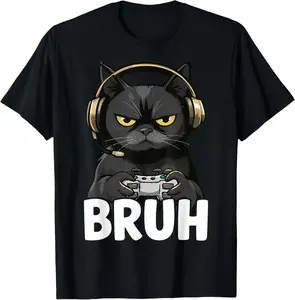 Funny Cat Bruh Meme Gamer Japanese Anime T-Shirt