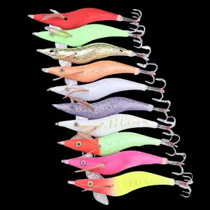 10pcs Luminous Squid Jig Hooks Kit, Glow Squid Jigs Saltwater Fishing Lures Cuttlefish Sleeve Octopus Jig Baits Night Fishing Squid Lures Set with Tackle Box