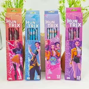 K-Pop Hunter Girl Group Pencils, Cartoon High-Quality Children's Writing Supplies with Non-Toxic 2B Lead, Pencil Set for Kids
