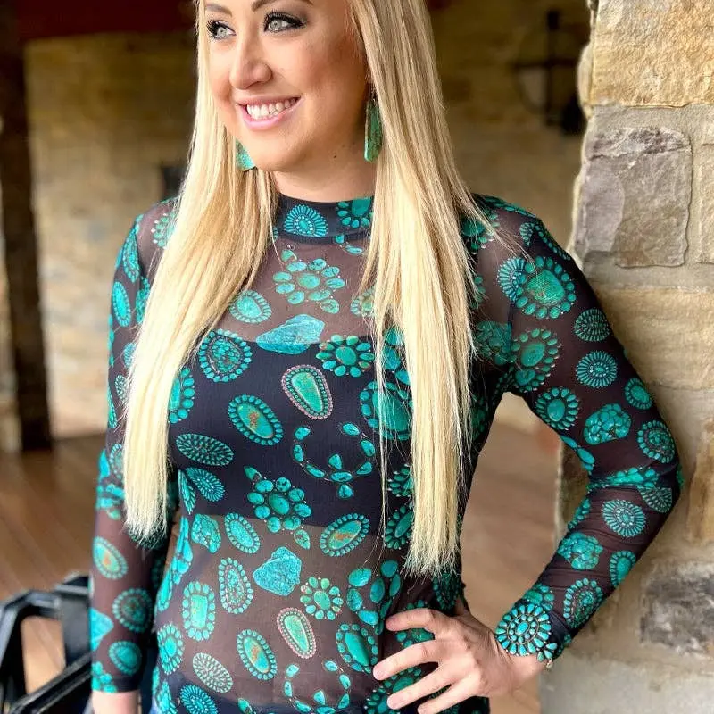 Forever In Turquoise Mesh Top - Womenswear, Comfortable Fit, Versatile Design, Ideal for Everyday Wear - Shirts