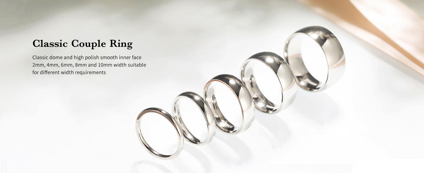 2mm 4mm 6mm 8mm 10mm Titanium Ring Plain Dome High Polished Wedding Band Comfort Fit Size 3-15