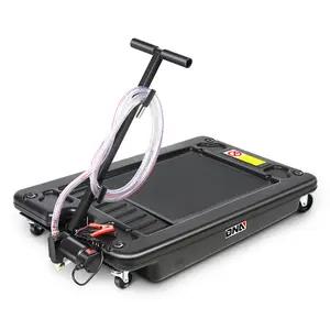 17 Gallon Electric Oil Drain Pan with Pump, Evacuation Hose, T-Handle, Low Profile for Trucks Buses RVs