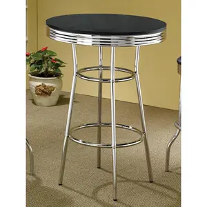 Dreamzon Black and Chrome Round Bar Table