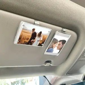 Universal Vertical Car Sunshade Photo Frame Clip & Magnetic Polaroid Visor Holder - 5x7 Acrylic/PVC Display Decor Accessories