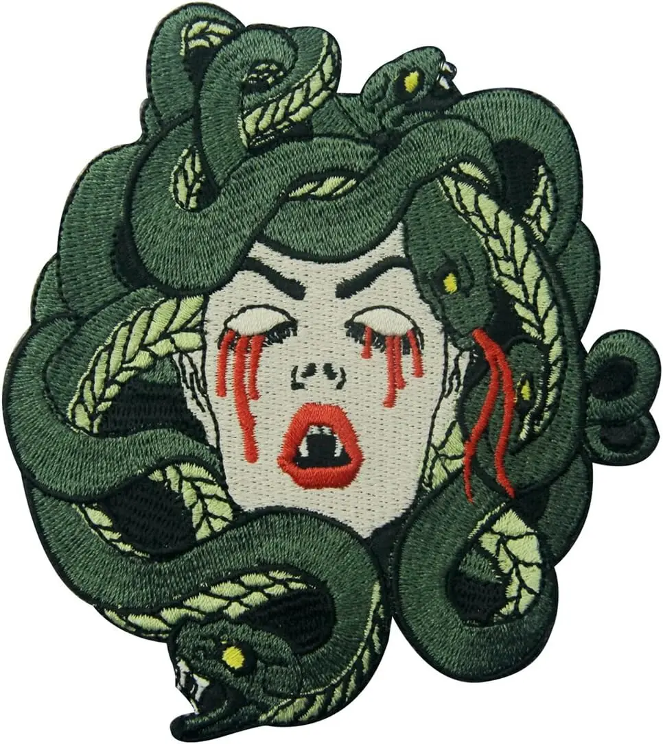 The Bleeding Medusa Embroidered Badge Iron On Sew On Patch