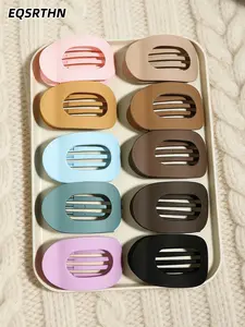 A collection of 10 pieces of oval claw clips, Ponytail claw clip, featuring macarons and earth tones, the matte texture is high-end and timeless, the hollowed-out design is light and won't collapse, it's perfect for both commuting and dates, effortle
