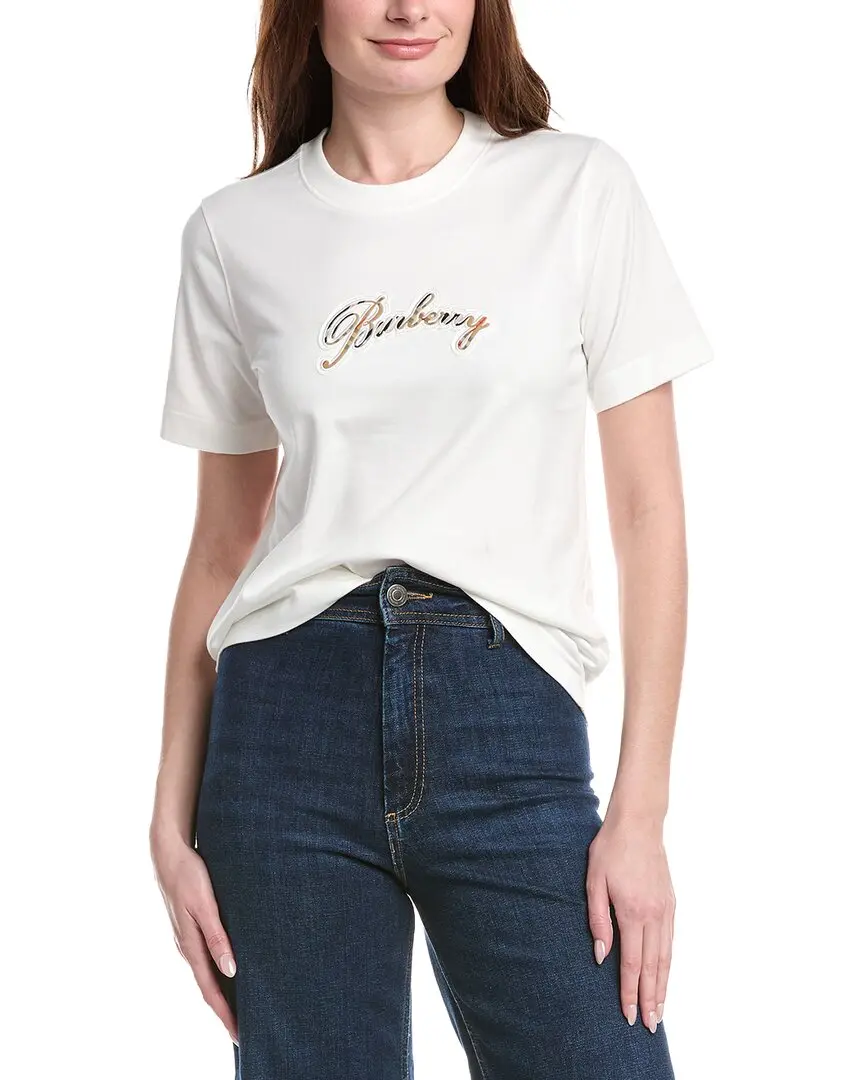 Burberry Check Cursive Logo T-Shirt