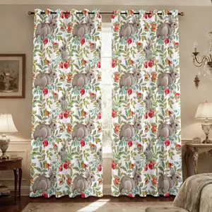 Easter Blackout Curtains for Living Room, 84 Inch Length Easter Cute Bunny Printed Pattern Spring Decor Sunshade Drapes Grommet Top Drapes Decorations for Bedroom Dining Room -2panels