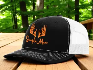 Male Hat - Simple Man Deer Embroidery Design, Adjustable Snap Closure, Classic Mesh Back Baseball Cap for Outdoor Adventures, Gifts for Him, Mens Gifts