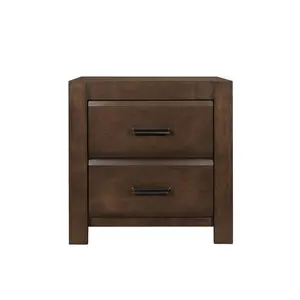 Espresso Finish Two Drawers Nightstand 1pc Contemporary Bold Framing Wooden Bedroom Furniture