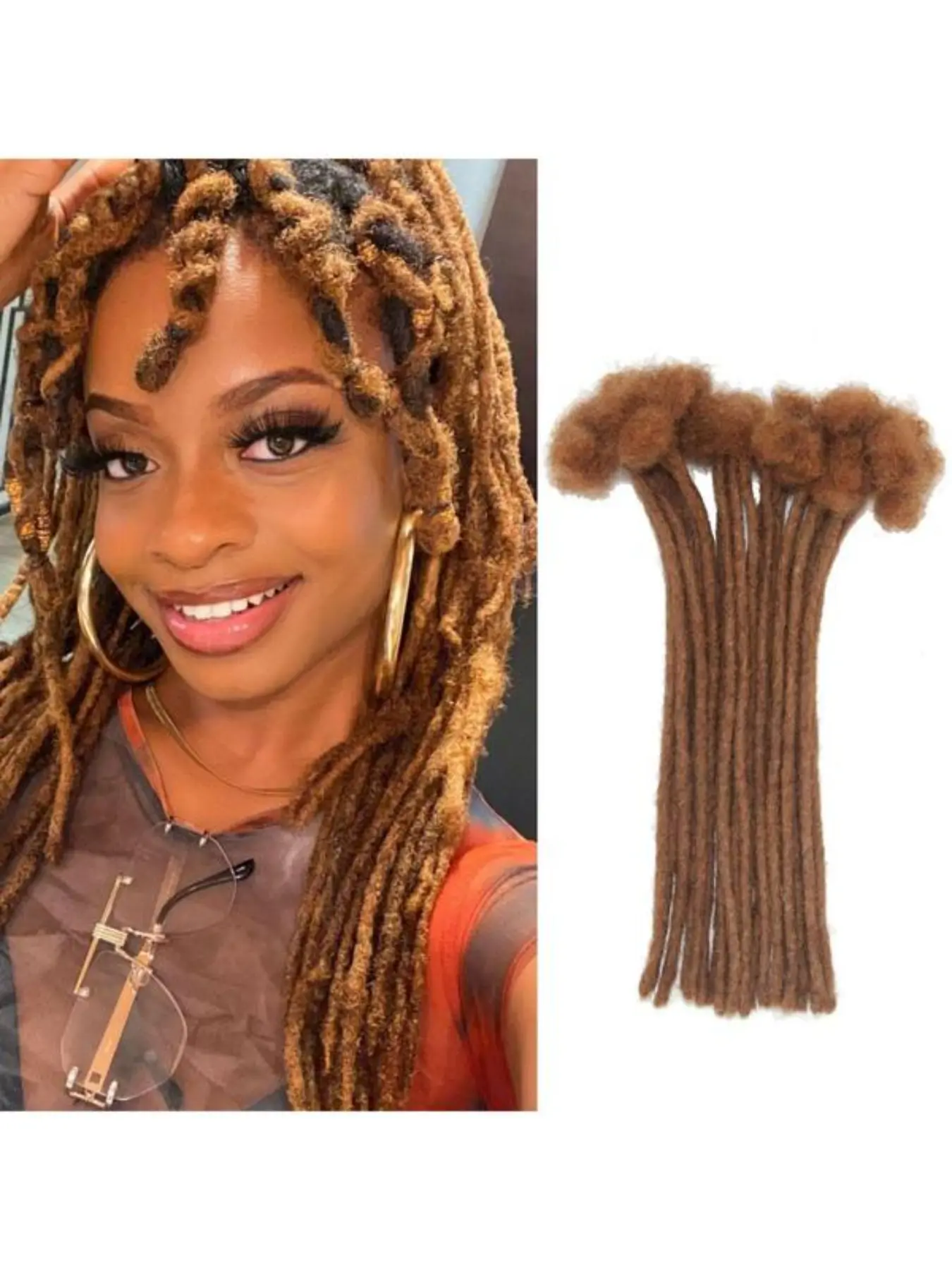 #30 Auburn Brown Loc Dreadlock Extensions Human Hair Locs Extensions for Men Women Kids 0.6 cm 10-60 Strands Real Human Hair Locs Handmade Permanent Locs Interlock Locs Afro