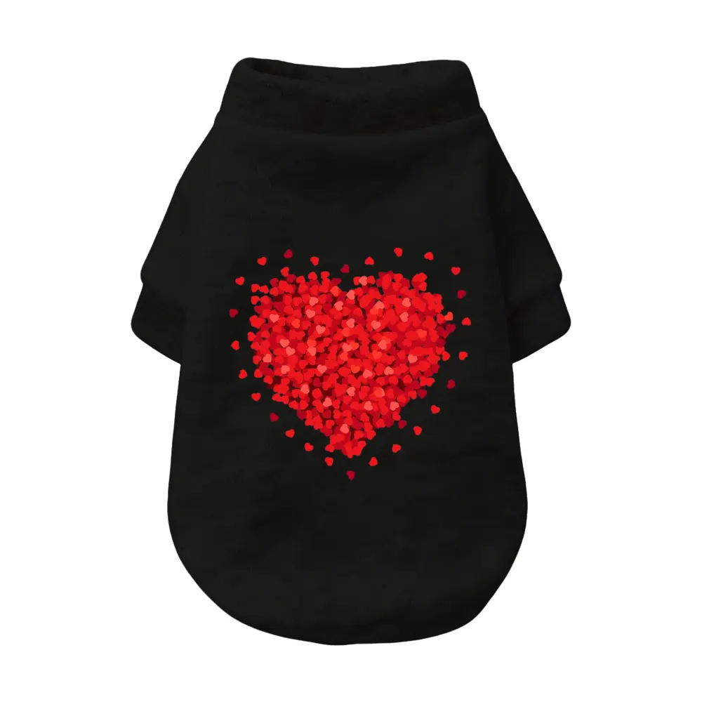 Black Heart Design Pet Shirt for Dogs and Cats - Perfect for Valentine's Day and Special Occasions