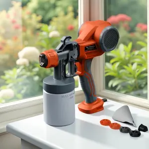 Tilswall Alien 500 HVLP Electric Spray Gun for Home renovation, room Decor, DIY Paint Spray Projects Portable Pro Orange Lightweight