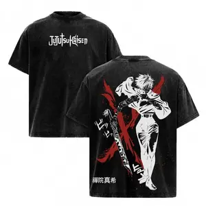 valentine shirts Maki Zenin Tee Washed – Jujutsu Kaisen Execution Culling Game Arc Vintage Oversized Heavy Cotton Double Printed Anime Manga T-Shirt, Retro Unisex Streetwear Graphic Top, The Demon of Zenin Clan Edition