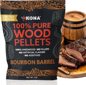 Kona Bourbon Barrel Wood Pellets – Limited Edition for Ninja Woodfire Grill, Outdoor Oven & Smoker – 2lb Resealable Bag