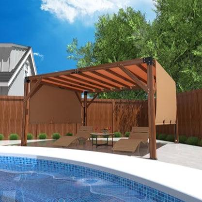 GARVEE 12'X 14' Cedar Wood Pergola with Solid Structure, Retractable Shade Canopy, Durable, Rot Resistant, Patio Pergola for Backyard, Deck, Garden