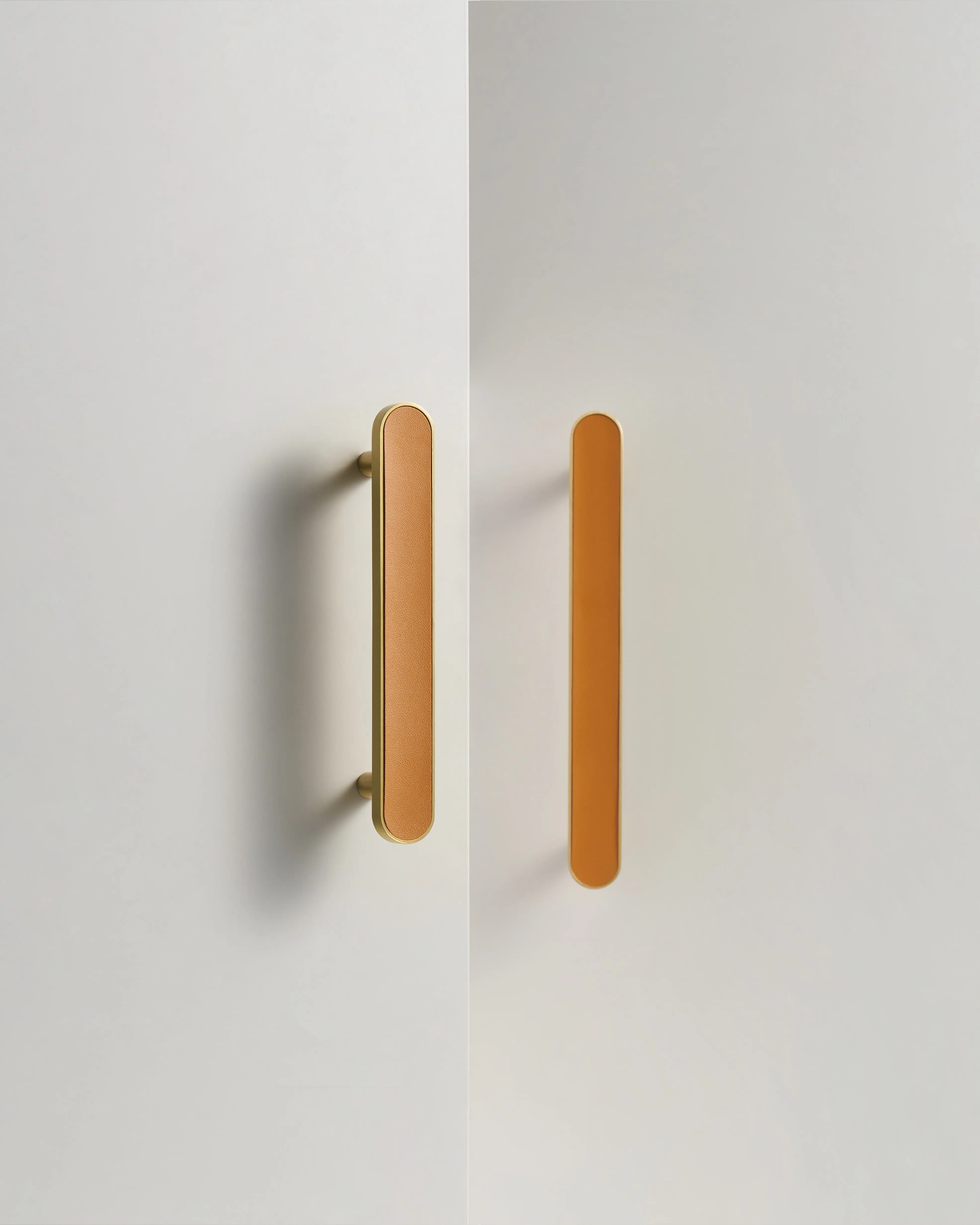 MADISON LEATHER & BRASS CABINET PULL ORANGE