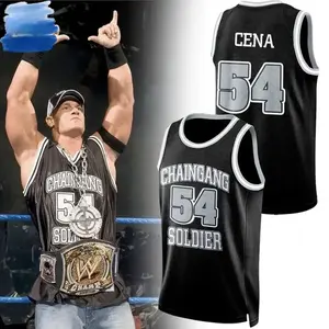 John Cena WWE Basketball Jersey Worn - Men's Cena Basketball Jersey - Iconic Sleeveless Swingman Tank Top Makes a Gift for Basketball and WWE Fans