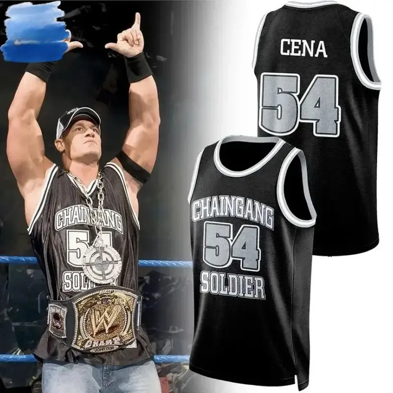 John Cena WWE Basketball Jersey Worn - Men's Cena Basketball Jersey - Iconic Sleeveless Swingman Tank Top Makes a Gift for Basketball and WWE Fans