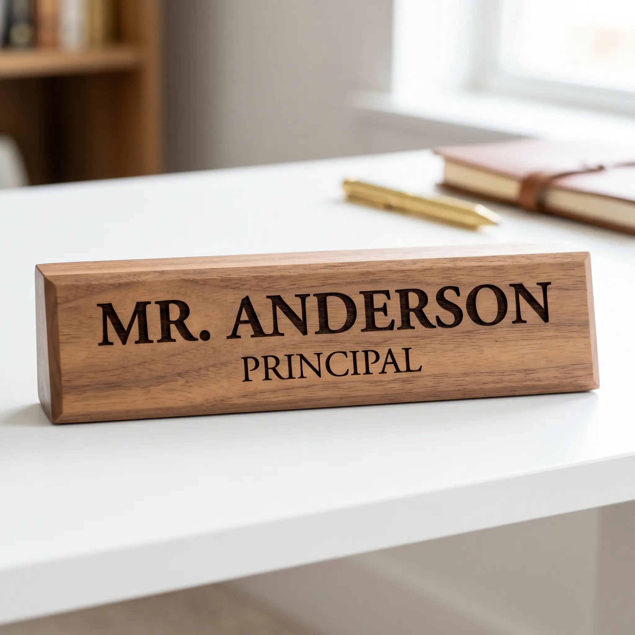 Custom Laser-Engraved Wooden Desk Name Plate - High-Quality Solid Wood Farmhouse Decor Accessory, Ideal Teacher Gift (Computers & Office Equipment, Office Stationery & Supplies, Desk Supplies Organizers & Dispensers)