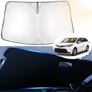 Canvcle Custom Fit Windshield Reflector Sun Shade for Toyota Sienna 2011-2026 Foldable Sun Visor 240T 5 Layers Protector Blocks 99% UV Rays Keeps Car Cooler