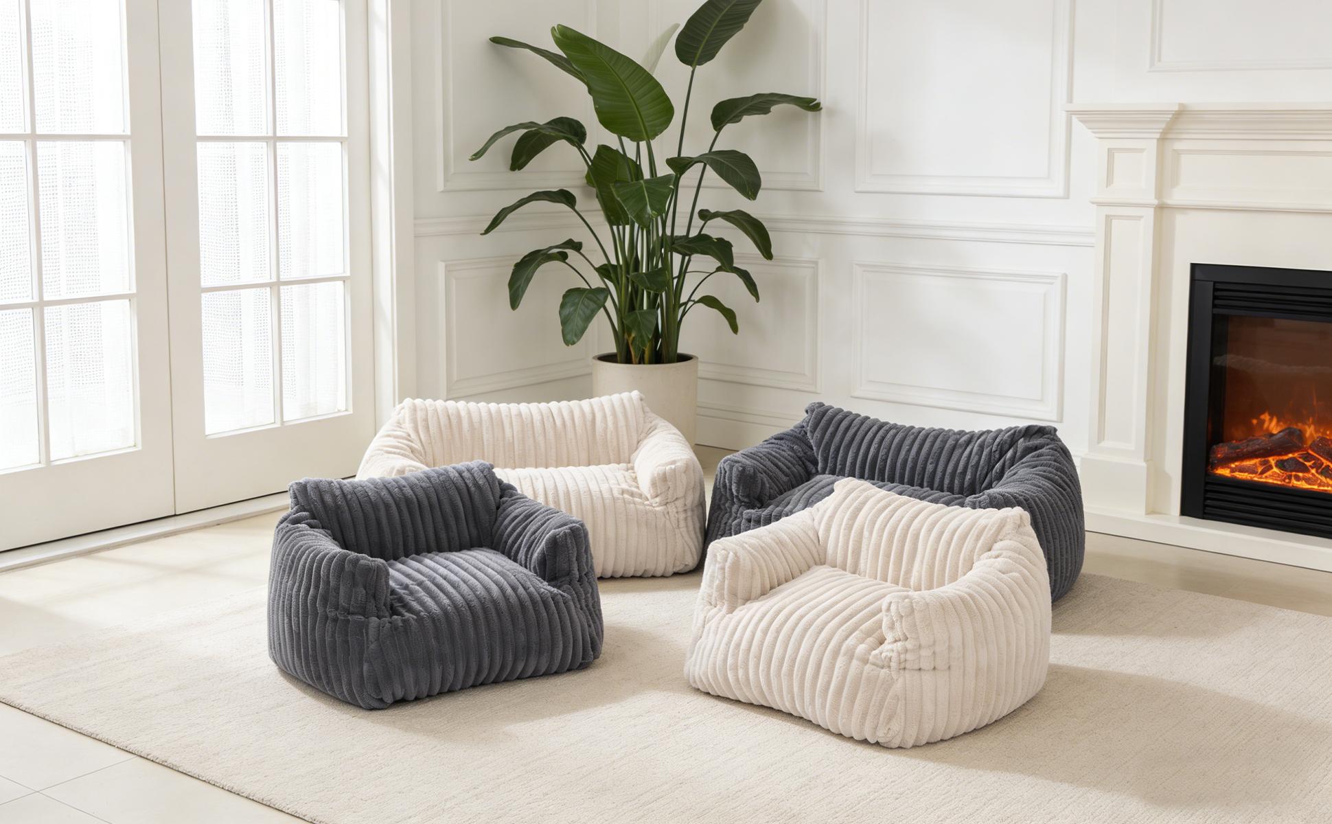 LIKIMIO Pet Couch Bed 24 & 30 Inch - Corduroy Fluffy Sofa for Cats & Small/Medium Dogs, Removable Washable Cover, Supportive Indoor Pet Furniture