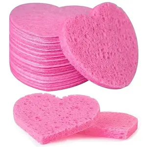 50-Count Facial Sponges Compressed, 100% Natural Cellulose Face Sponge Professional Cosmetic Spa Sponges for Face Cleansing, Exfoliating Mask, Makeup Removal for Travel and Home, Pink
