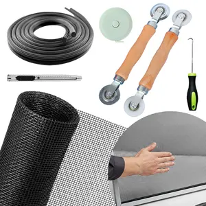 7PCS Window Screens Replacement Repair Kit, 48IN X 118IN Screen Door Mesh, 5 in 1 Window Screen Replacement Kit, DIY Adjustable Durable Fiberglass Mesh Screen Roll with Tools for Windows Doors Patio and Porch tint