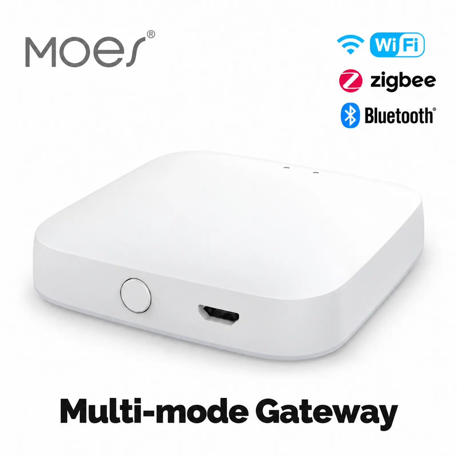 MOES Tuya ZigBee-Bluetooth-Mesh Gateway - Compact Plug-In Indoor Use Smart Home Bridge Hub, 2-in-1 Modes, Easy Set-Up, ZigBee Compatible, App Controlled for Home Controls (Works with Smart Life/MOES App)