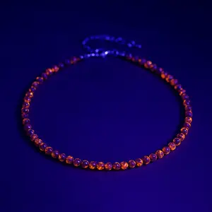 Yooperlite Glow Stone Choker Necklace 4mm Fluorescent Beaded Healing Jewelry Boho Geological Wonder
