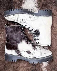 Myra Bag Women's Hair-On Hide Lace-Up Footwear, Stylish Women's Boot Shoe