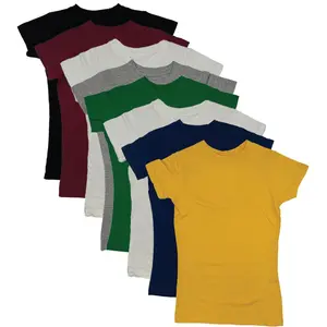 MISS POPULAR Girls' 8-Pack Super Soft Polycotton Short Sleeve Crew Neck T Shirts, Assorted Color Solid Tees