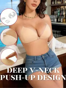 triangle bra sticker two kind of way to wear  detachable shoulder strap free switching extreme stealth and stable support two modes suitable for deep V, shoulder-exposed and daily wear Elegant