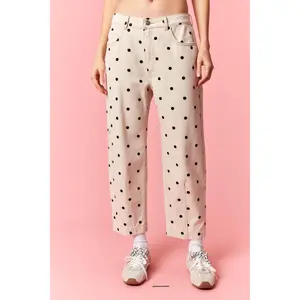 Peach Love White Polka Dot Jeans